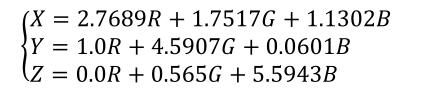 RGB空間對應到XYZ空間的表達式