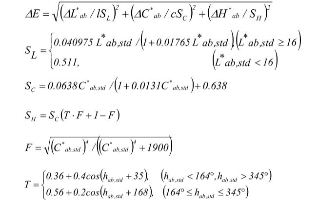 CMC色差公式的計(jì)算式